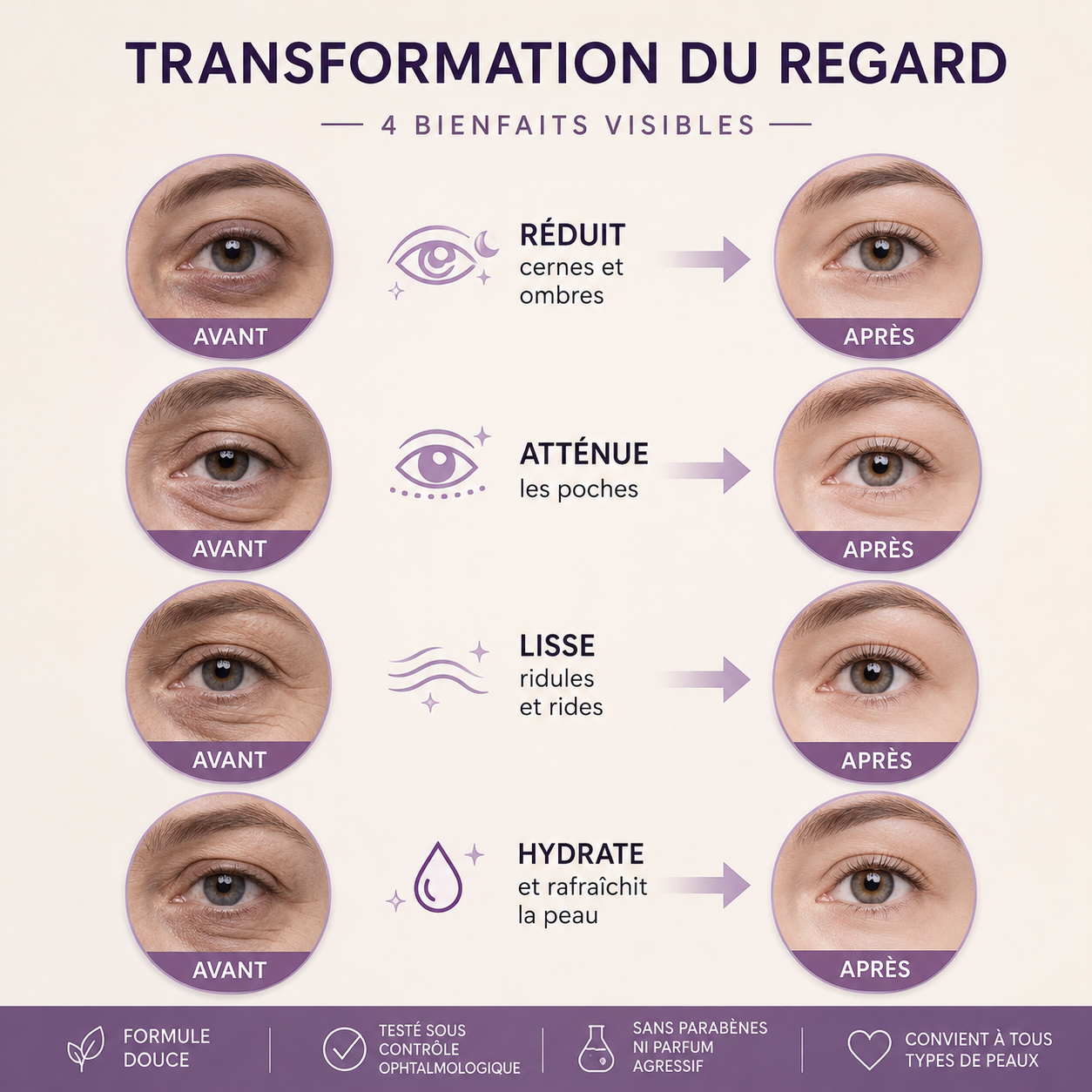 Masque Contour des Yeux 360° — Bio-Collagène, Peptides & Vitamine C